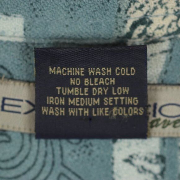 Exofficio Travel Men's Medium Blue Cream Rayon Short Sleeve Button Up  Shirt - Picture 9 of 9